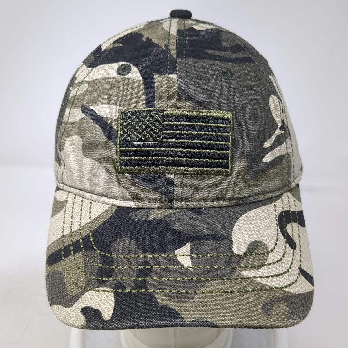 Baseball Cap Green Gray Black Camo American Flag Hat One Size Slideback Cotton