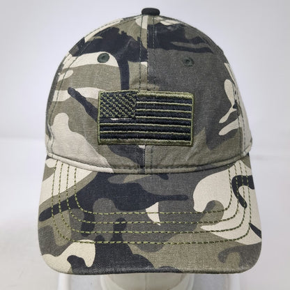 Baseball Cap Green Gray Black Camo American Flag Hat One Size Slideback Cotton