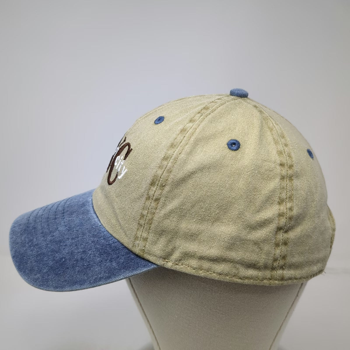 Newhattan Baseball Cap Beige Blue One Size NYC New York City Hat Slideback