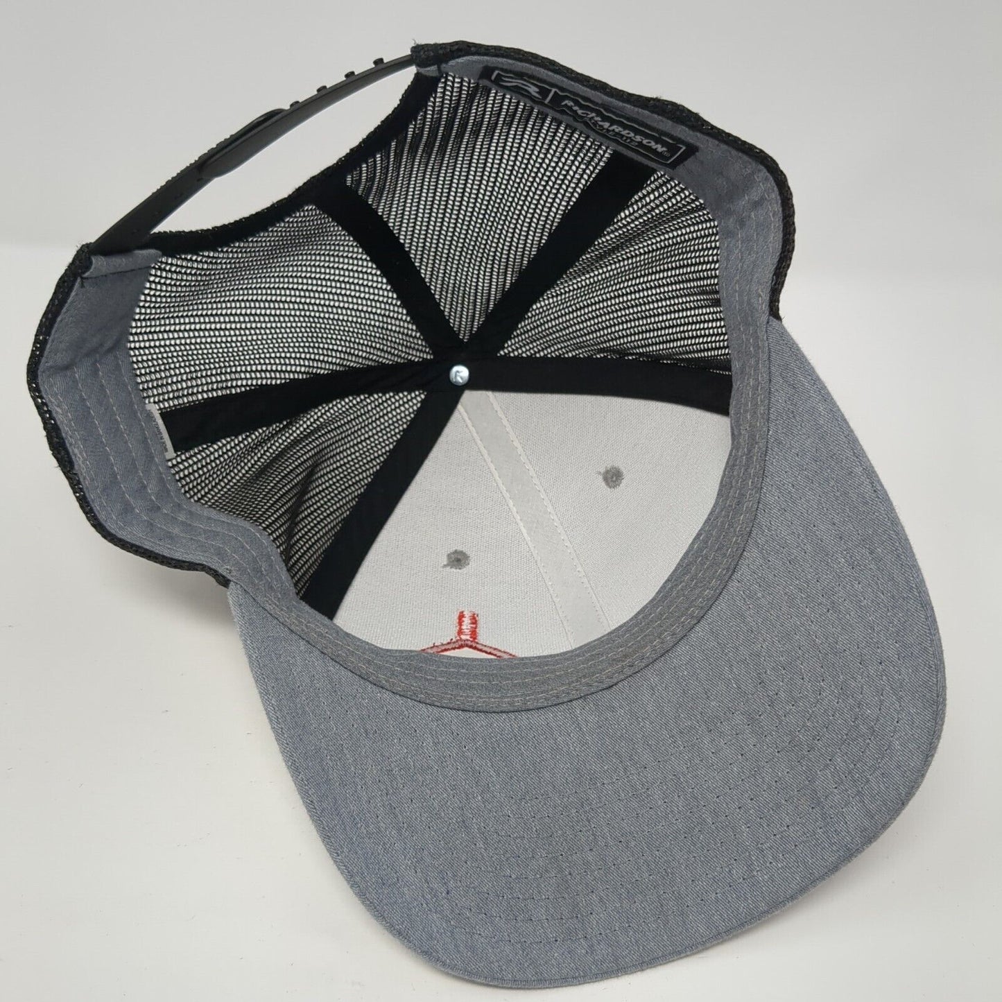 Richardson Snapback Trucker Hat Gray One Size Embroidered Logo 6 Panel
