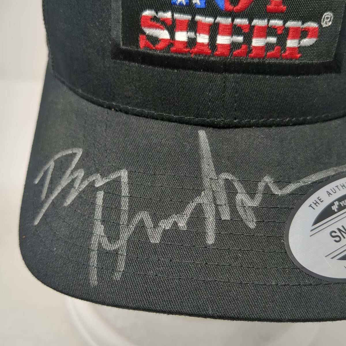 Lions Not Sheep Trucker Hat Black One Size Autographed Hendo US Flag Patch Hat