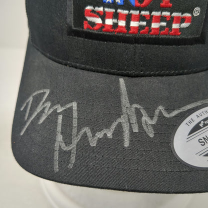 Lions Not Sheep Trucker Hat Black One Size Autographed Hendo US Flag Patch Hat
