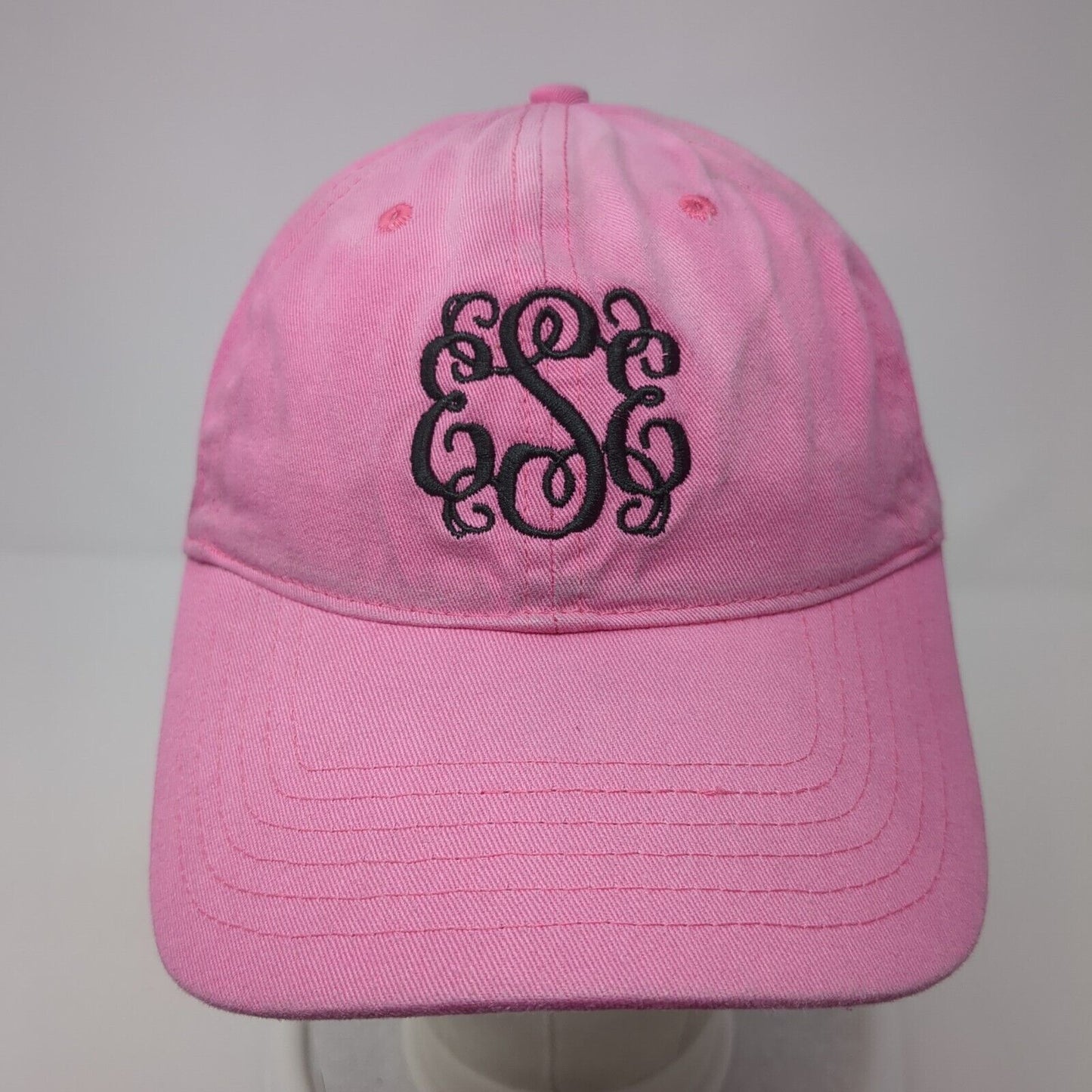 Monogram Slideback Hat Pink One Size Adjustable Embroidered 6 Panel