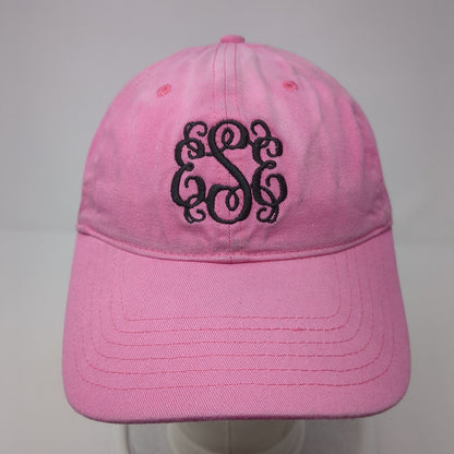Monogram Slideback Hat Pink One Size Adjustable Embroidered 6 Panel
