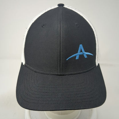 Richardson Baseball Cap Black XL Mesh Stretch Fit Atlas Logo Hat Curved Brim