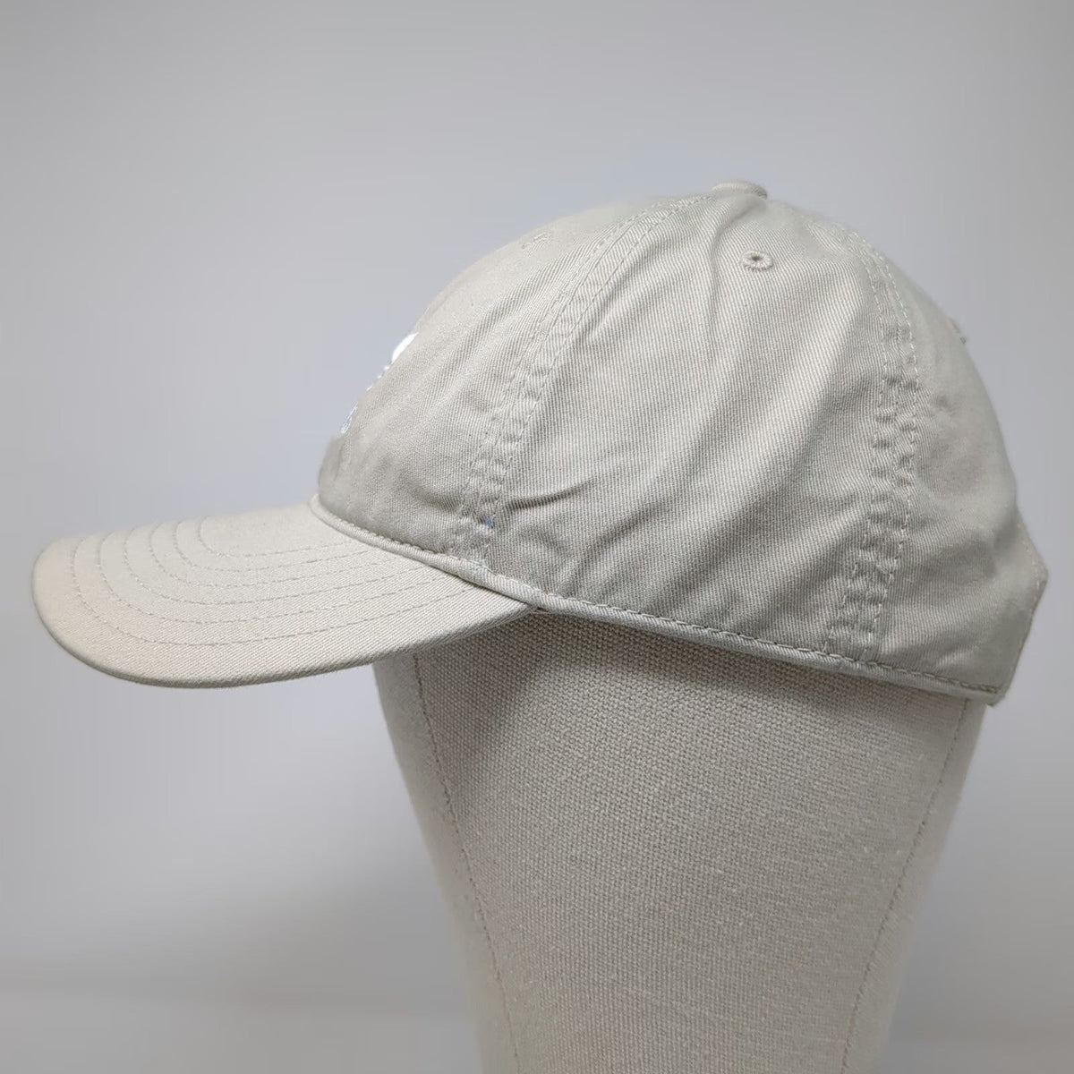 Adidas Baseball Cap Beige One Size Trefoil Logo Slideback Pinstripe Lining Hat