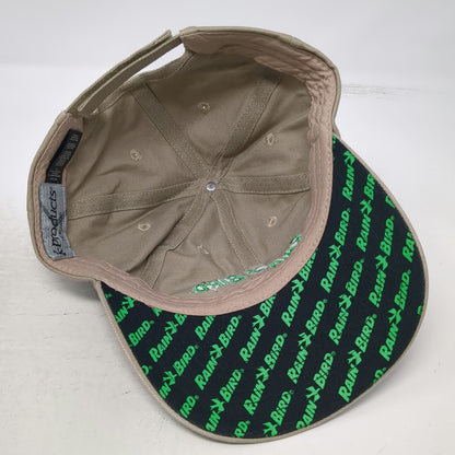 K-Products Baseball Cap Beige One Size Rain Bird Logo Hat Green Stitching
