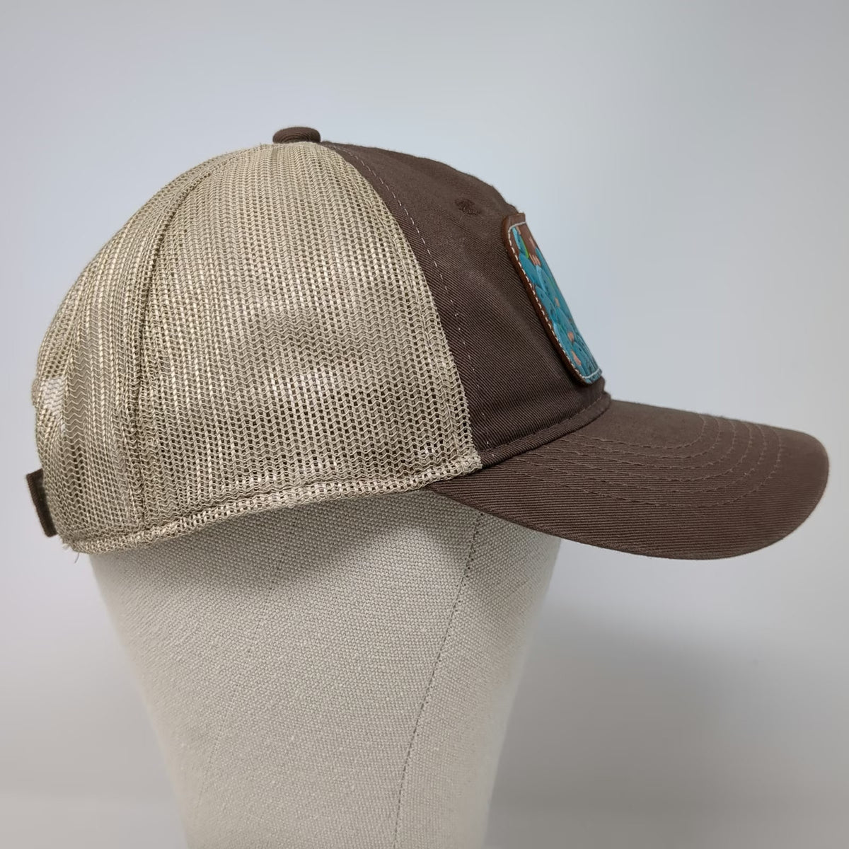 Outdoor Cap Baseball Cap Brown Beige One Size Leather Cactus Patch Mesh Back hat