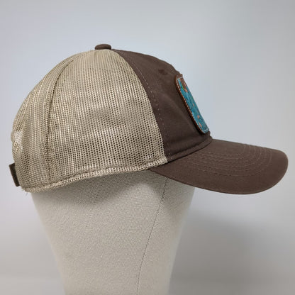 Outdoor Cap Baseball Cap Brown Beige One Size Leather Cactus Patch Mesh Back hat