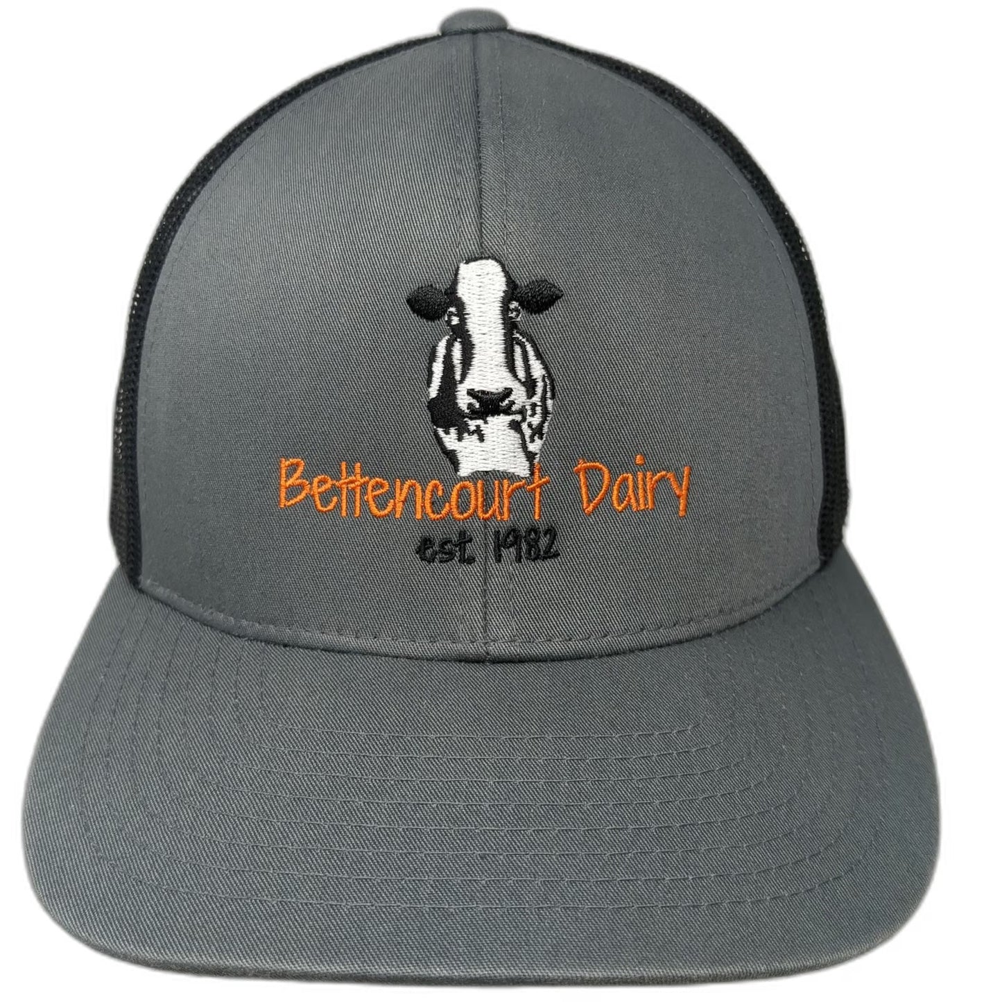 Pacific Headwear Trucker Hat Gray Black Orange One Size Mesh Snapback Cow Dairy