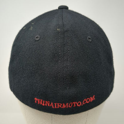 Flexfit Baseball Cap Black M Thin Air Motorsports Embroidered Hat Tan Underbrim