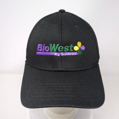 BioWest Ag Solutions Fitted Mesh Back Hat Black S/M Embroidered A-Flex