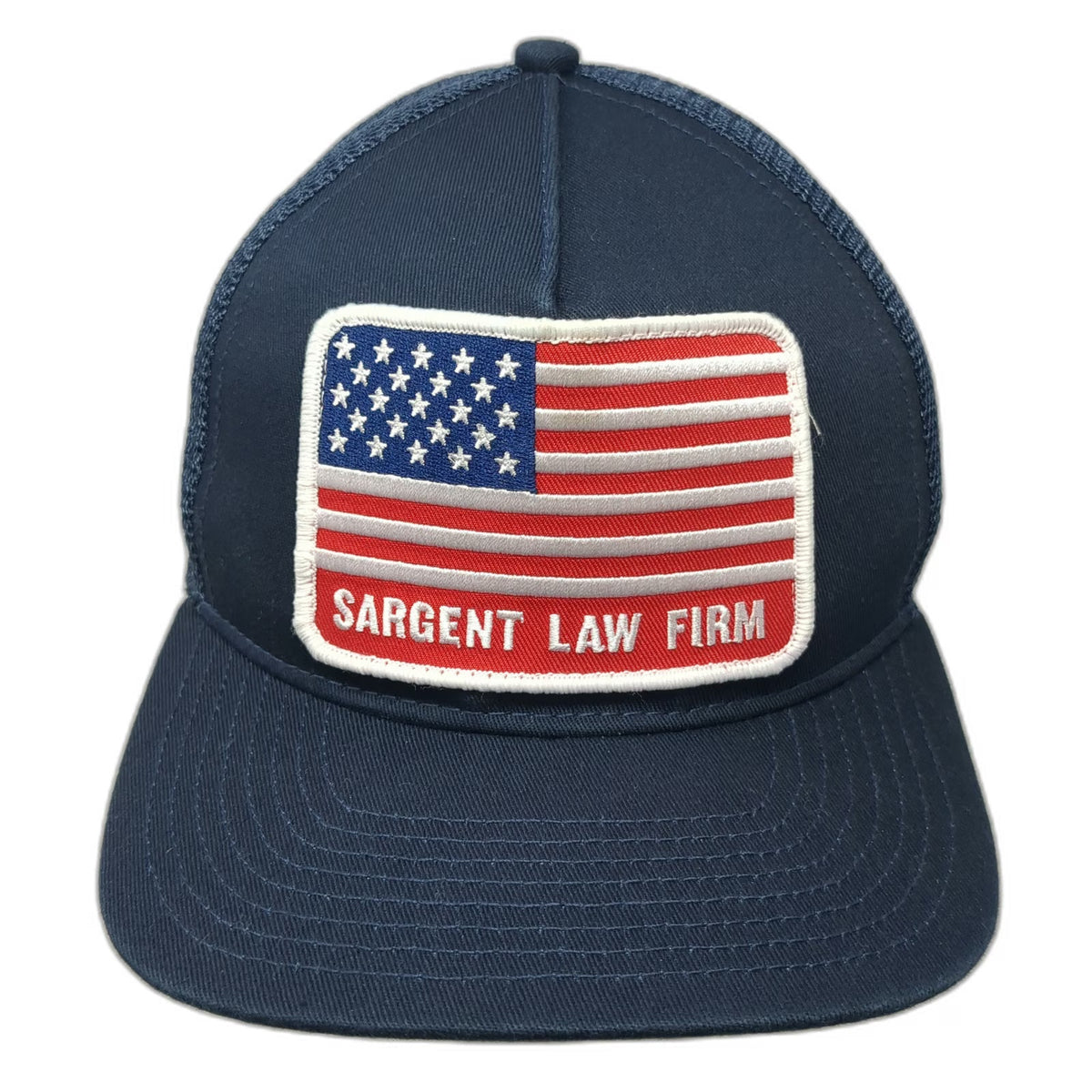 Sargent Law Firm Blue One Size Trucker Hat American Flag Patch Snapback Mesh