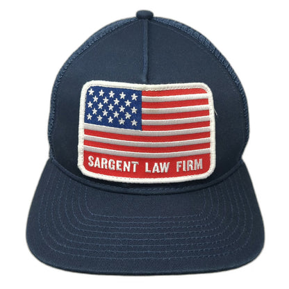 Sargent Law Firm Blue One Size Trucker Hat American Flag Patch Snapback Mesh
