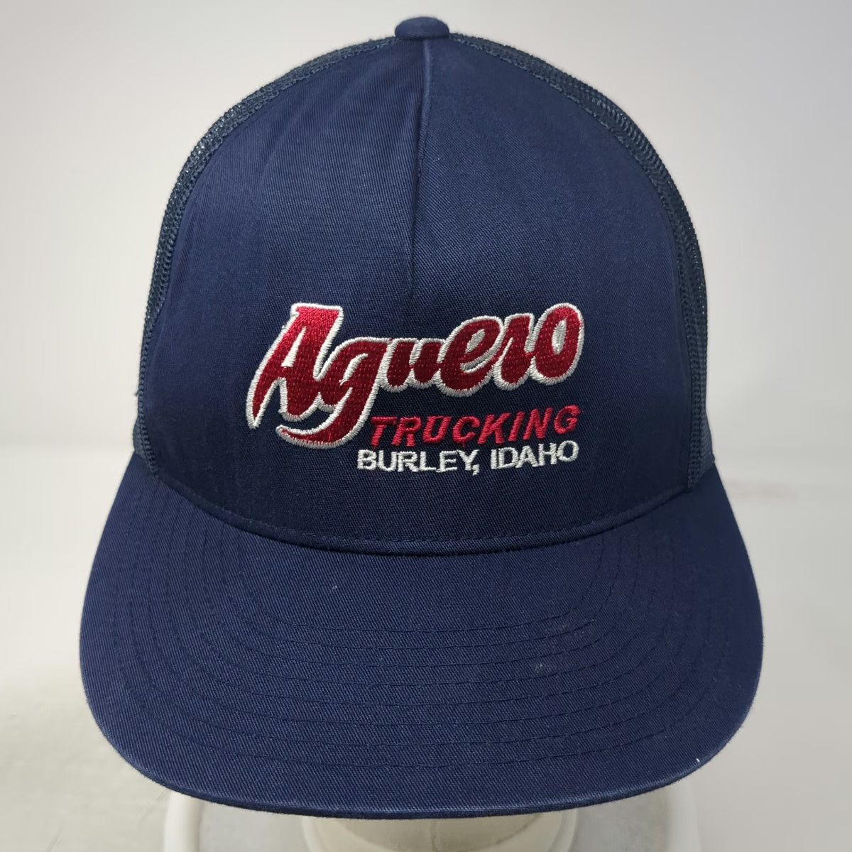 Sport-Tek Trucker Hat Blue Red White One Size Mesh Back Snapback Aguero Idaho