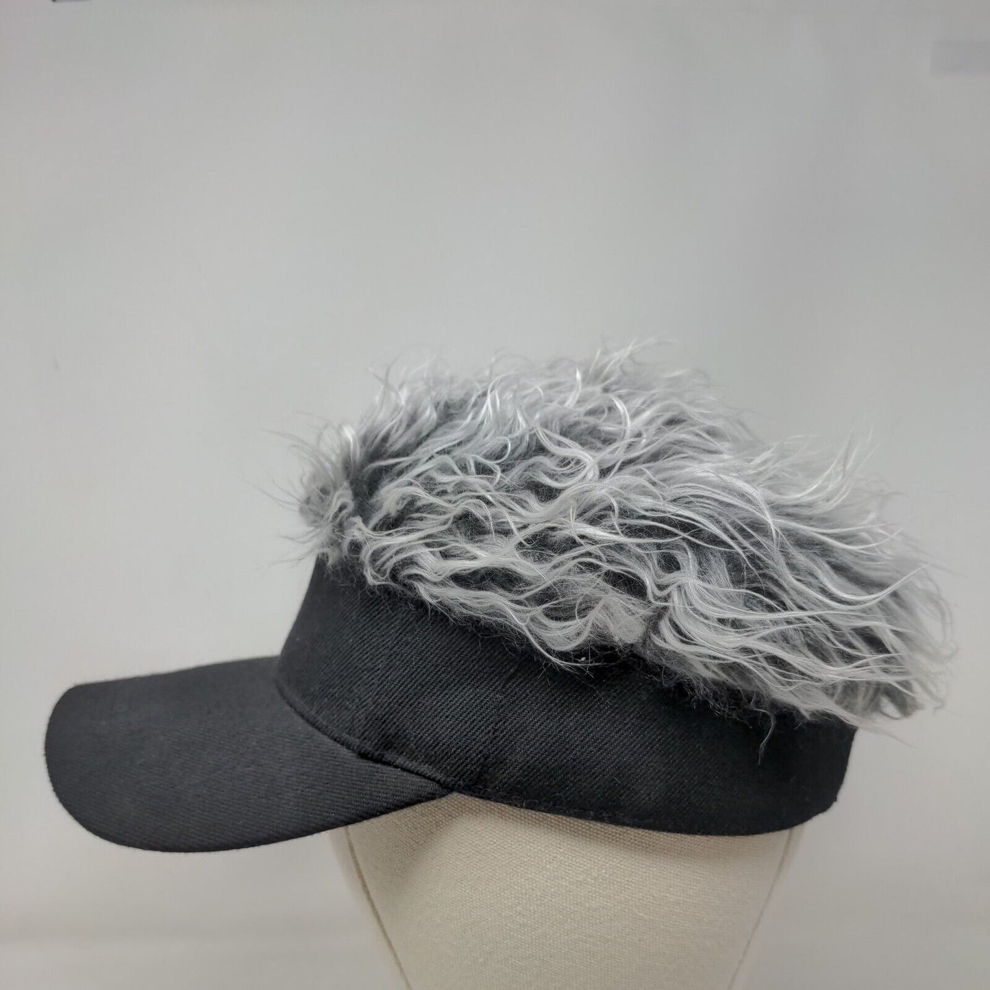 Unbranded Strapback Sun Visor Hat Hair Wig Black One Size Adjustable