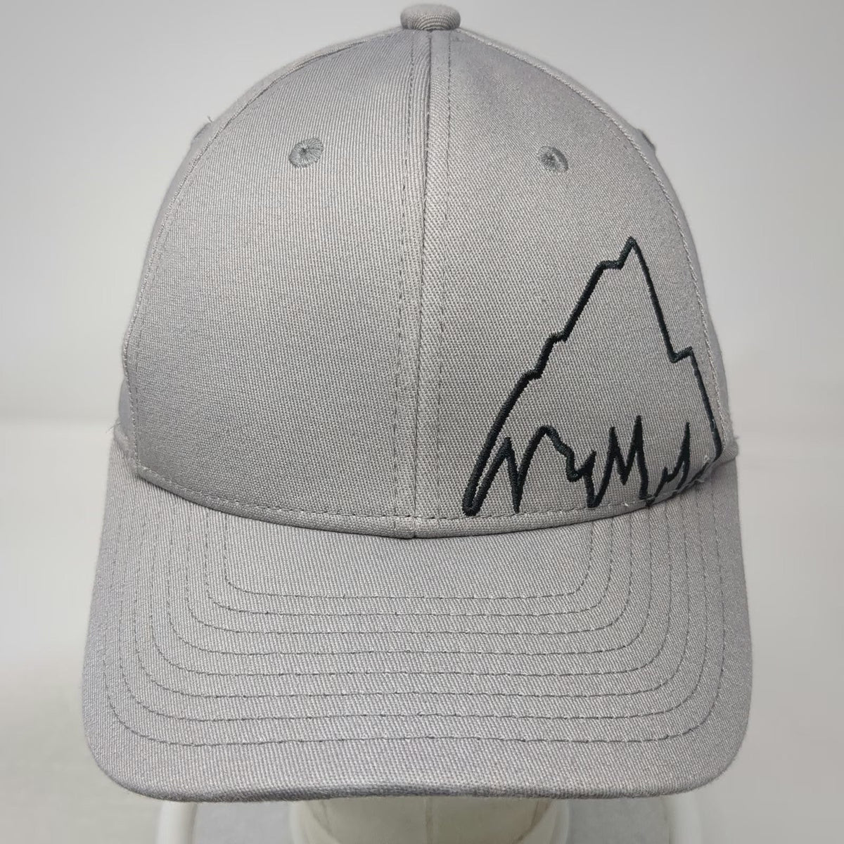 Burton Baseball Cap Gray One Size Mountain Logo Stretch Fit A-Flex Action Hat