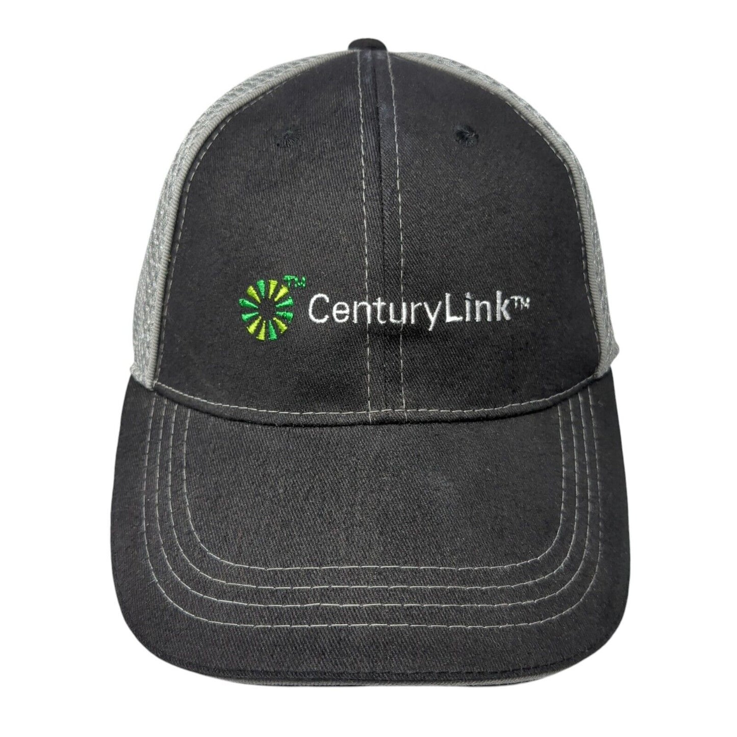 Century Link Fitted Trucker Hat Black S/M Vented Holes 6 Panel Mesh Back
