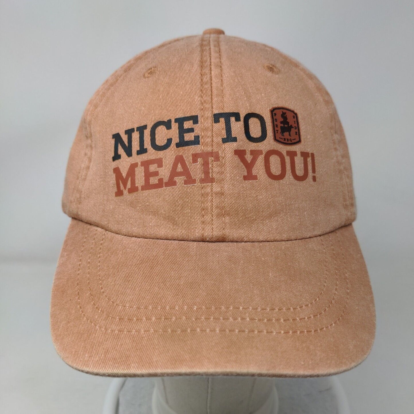 Nice To Meat You Slideback Hat Brownish-Orange One Size Leather Strap