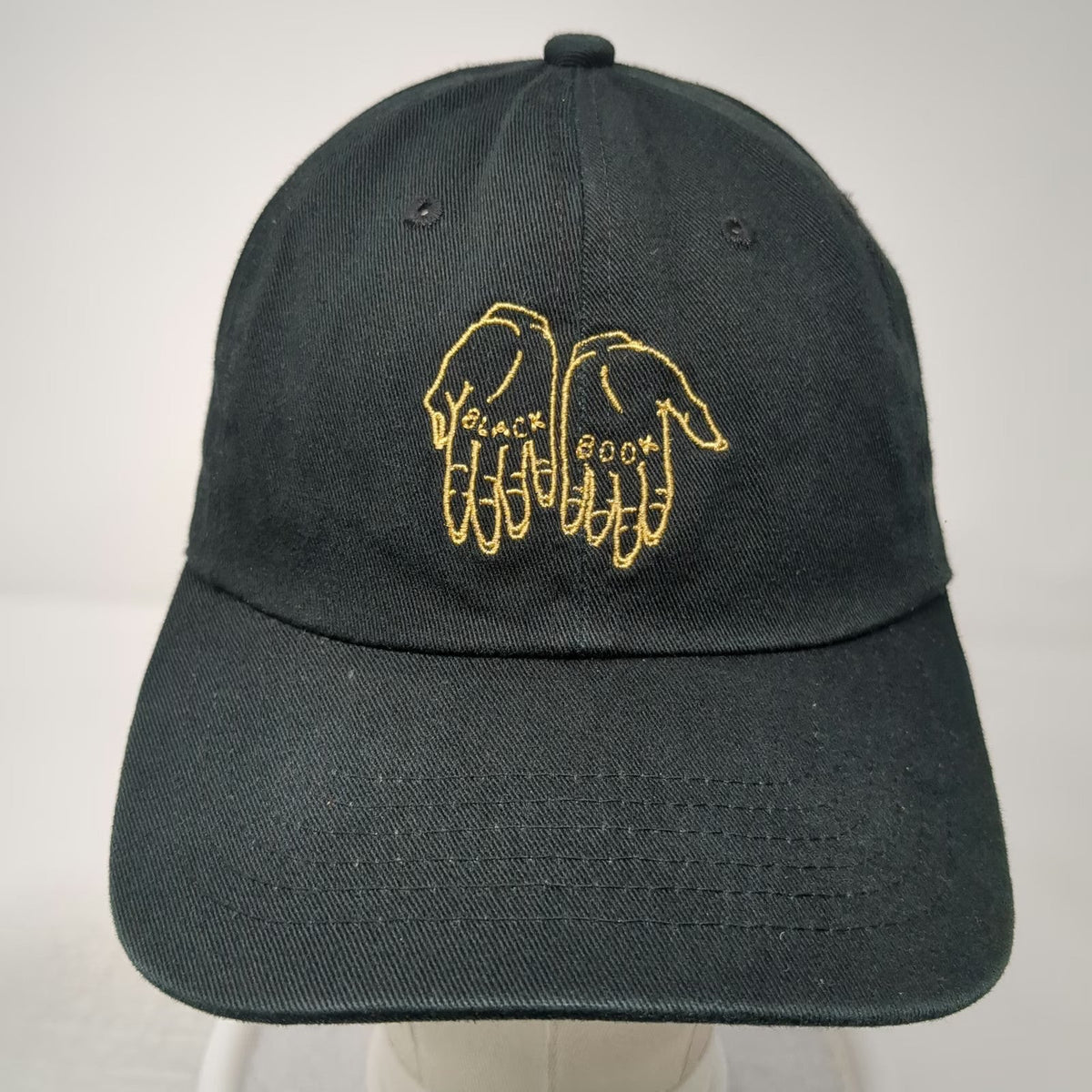 Baseball Cap Black One Size Gold Embroidered Hands Black Book Adjustable Hat