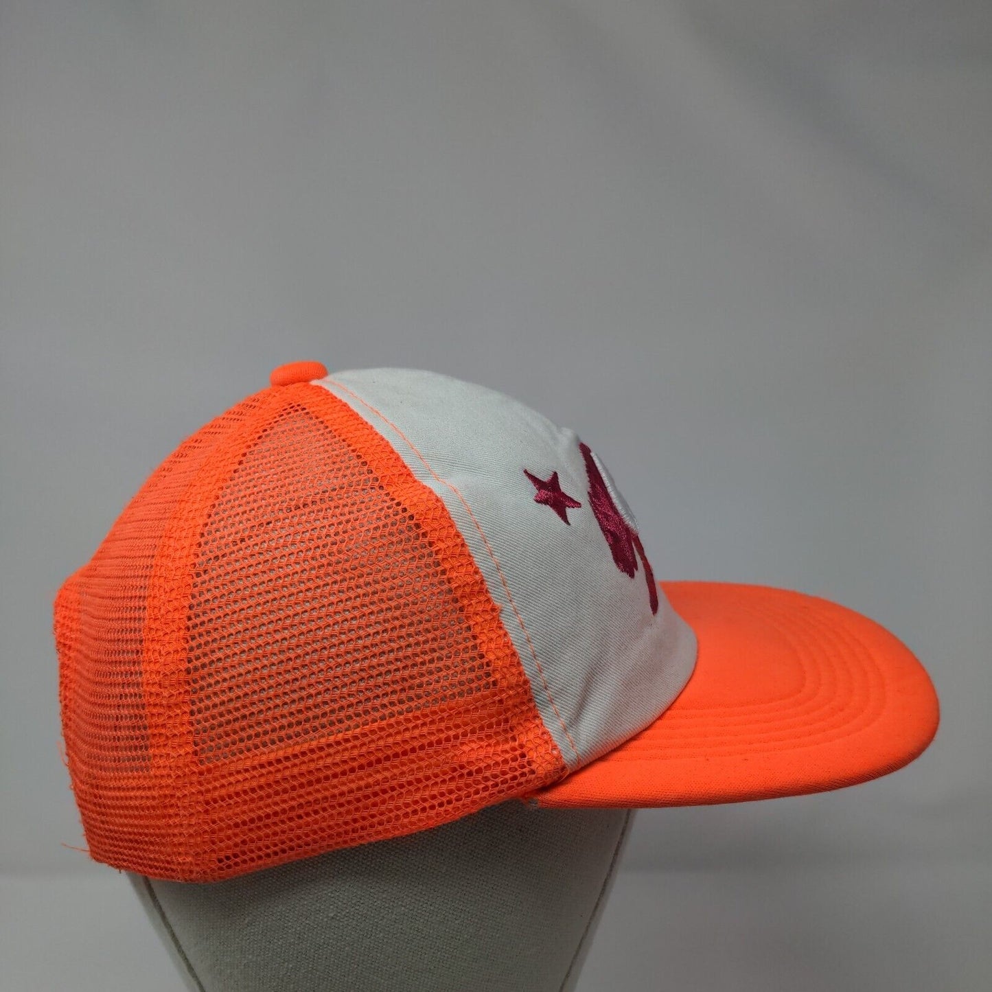 Cali Bear Snapback Mesh Back Trucker Hat Orange One Size Embroidered