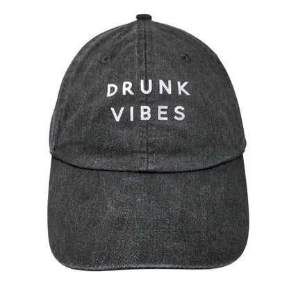 Drunk Vibes Slideback Hat Gray One Size Leather Strap Lined Adams