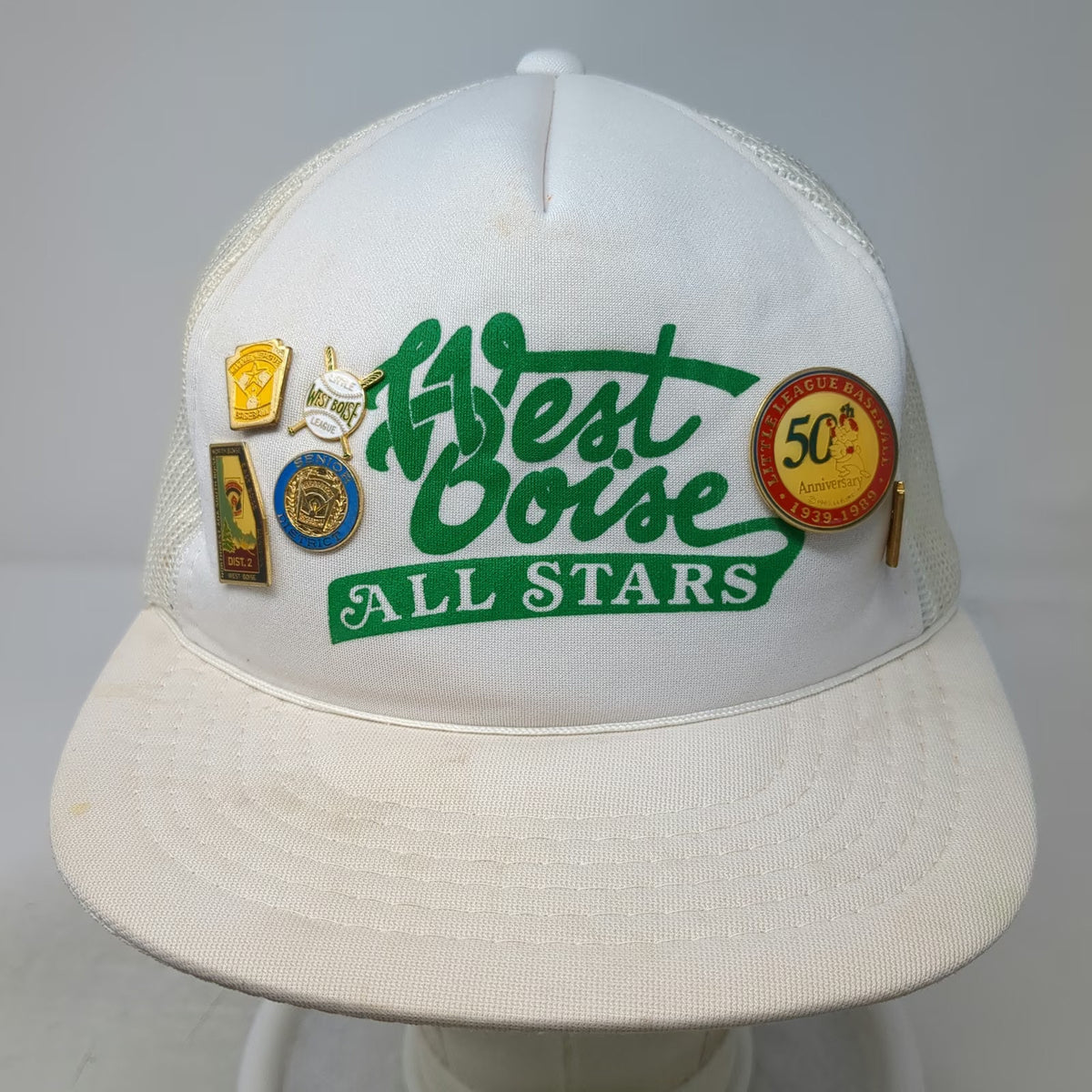 Yupoong Trucker Hat White One Size West Boise All Stars Baseball Pins Mesh