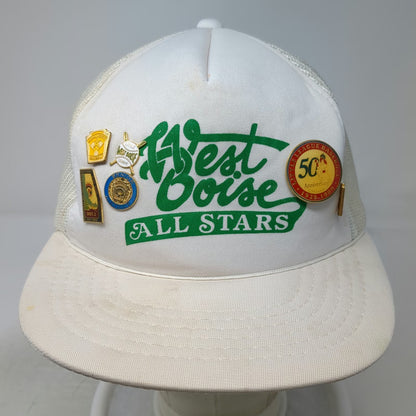Yupoong Trucker Hat White One Size West Boise All Stars Baseball Pins Mesh