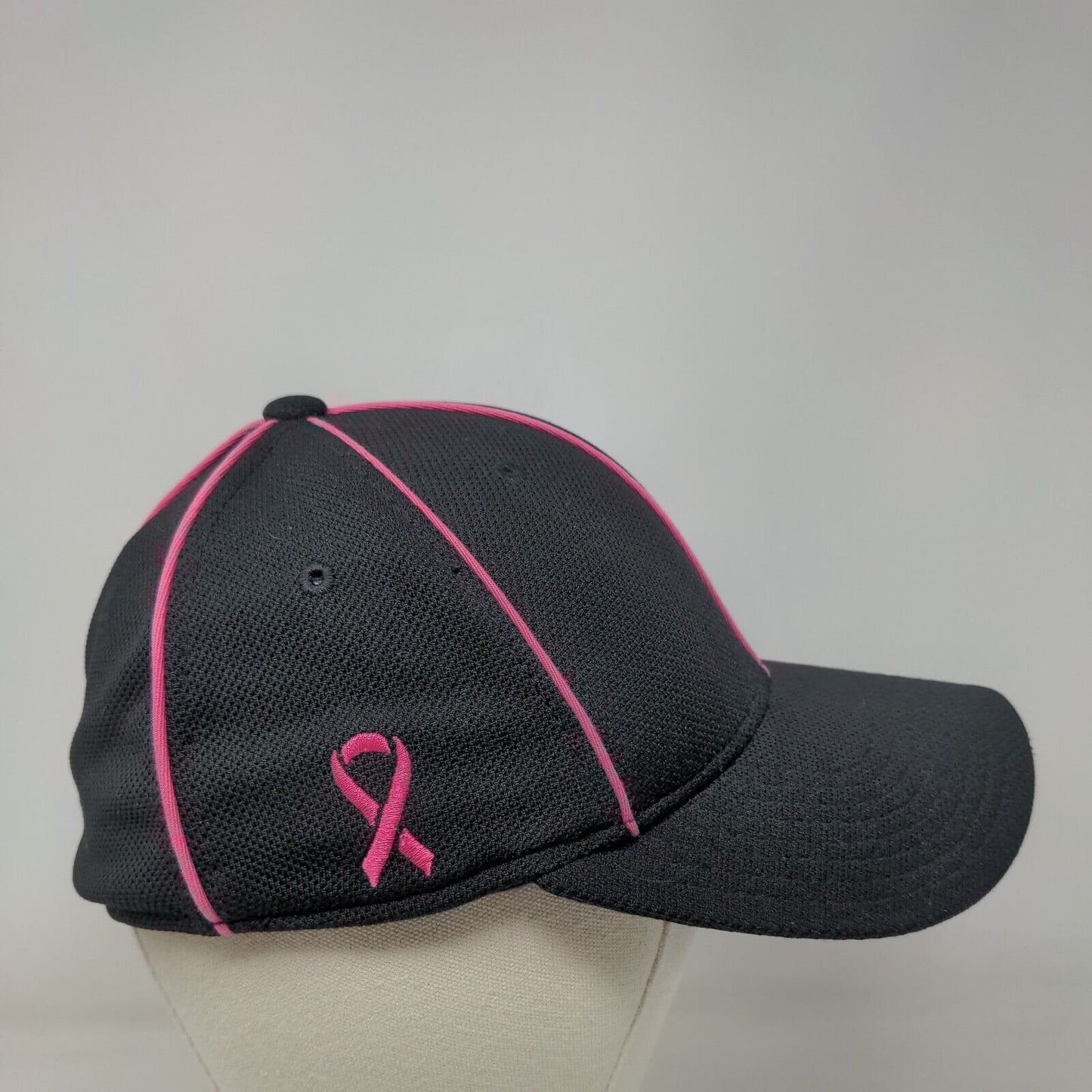 Adidas Cancer Awareness Fitted Hat Black S/M Lightweight Embroidered 6 Panel