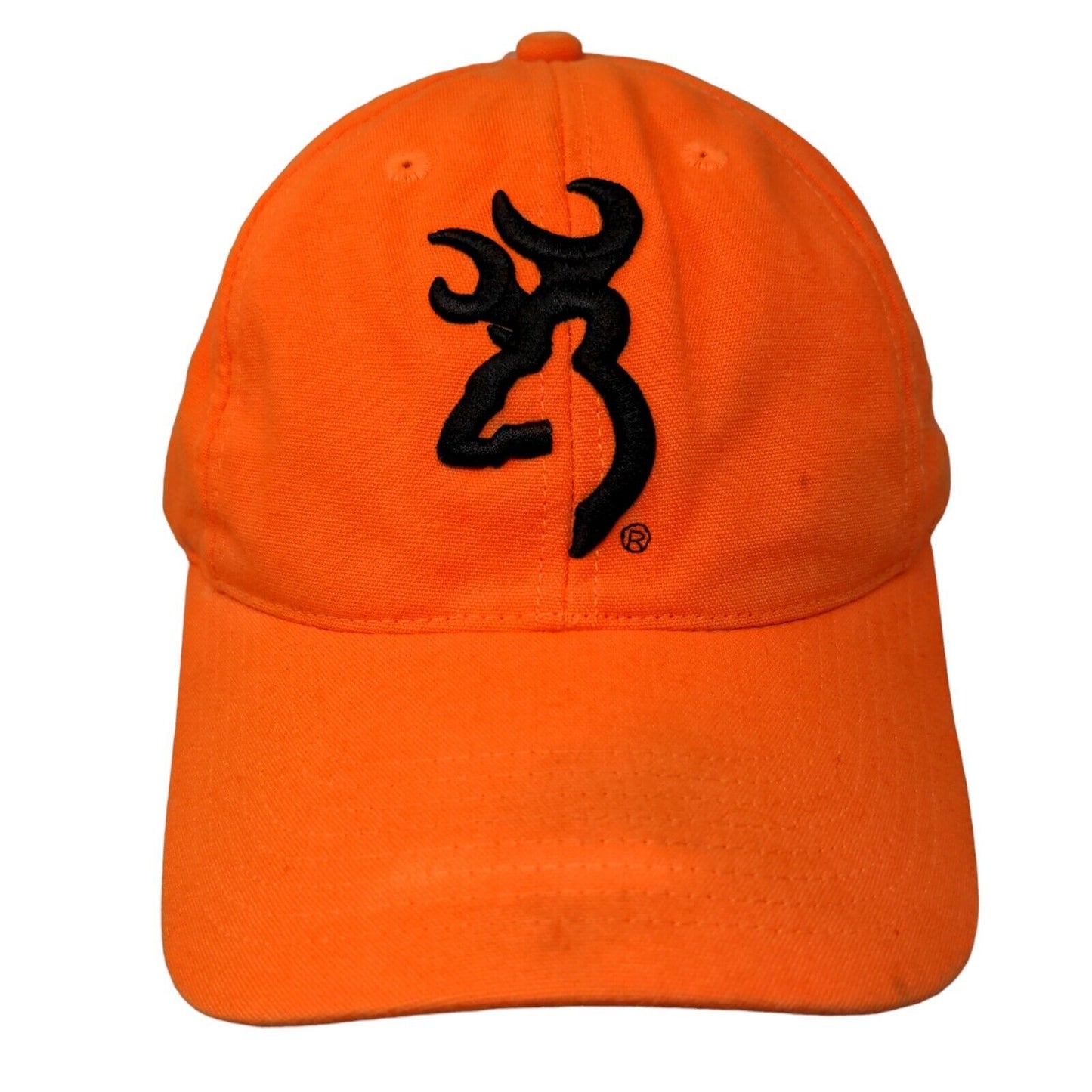 Browning Strapback Hat Orange OSFA Adjustable Embroidered Vented Holes 6 Panel