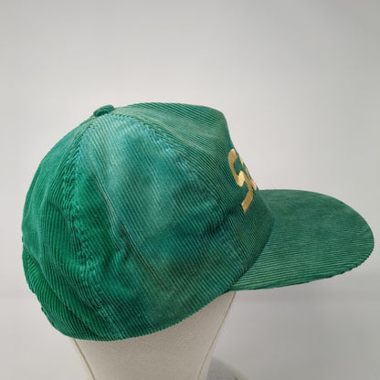 Salem Snapback Hat Green One Size Adjustable Embroidered Corduroy Gold Medal