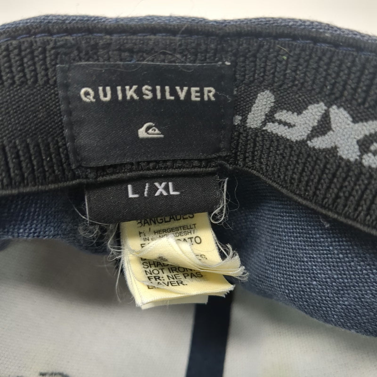 Quiksilver Baseball Cap Blue XL Flexfit Linen Blend Embroidered Logo Stretch Hat