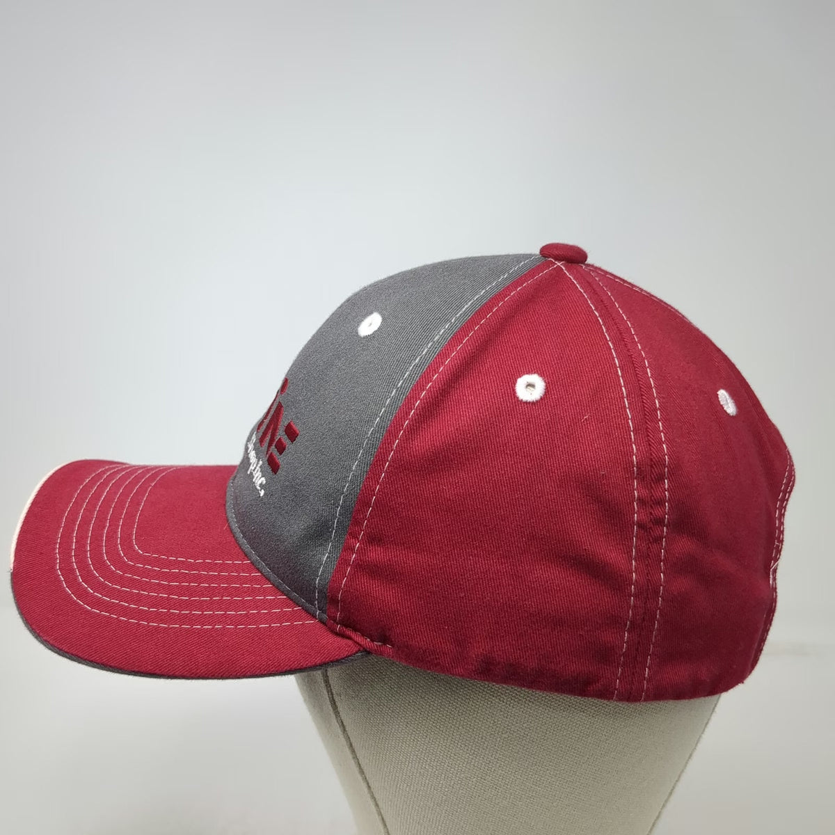 Sportsman Baseball Cap Red One Size Lower Valley Machine Shop Hat Stitching