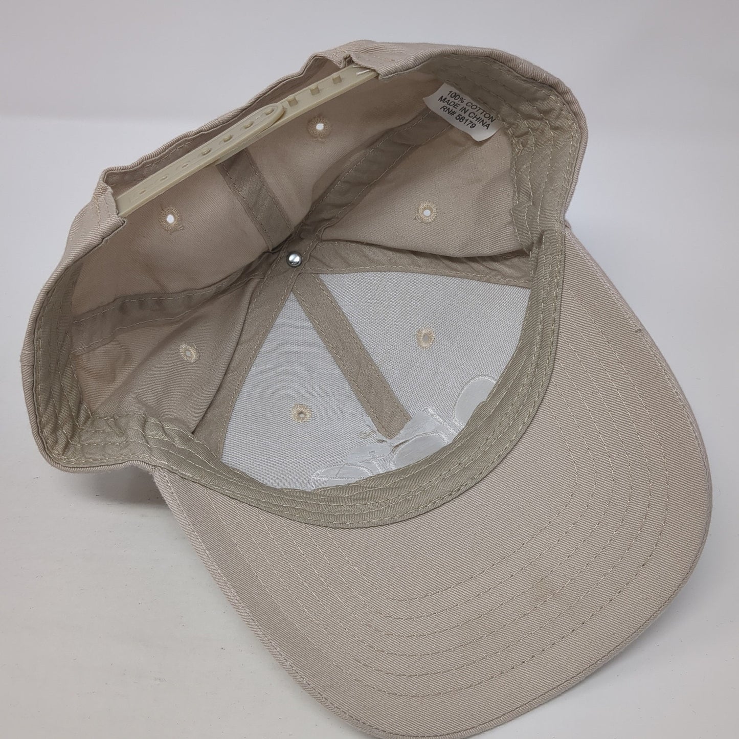 Plate Snapback Hat Beige One Size Adjustable Embroidered Vent Holes