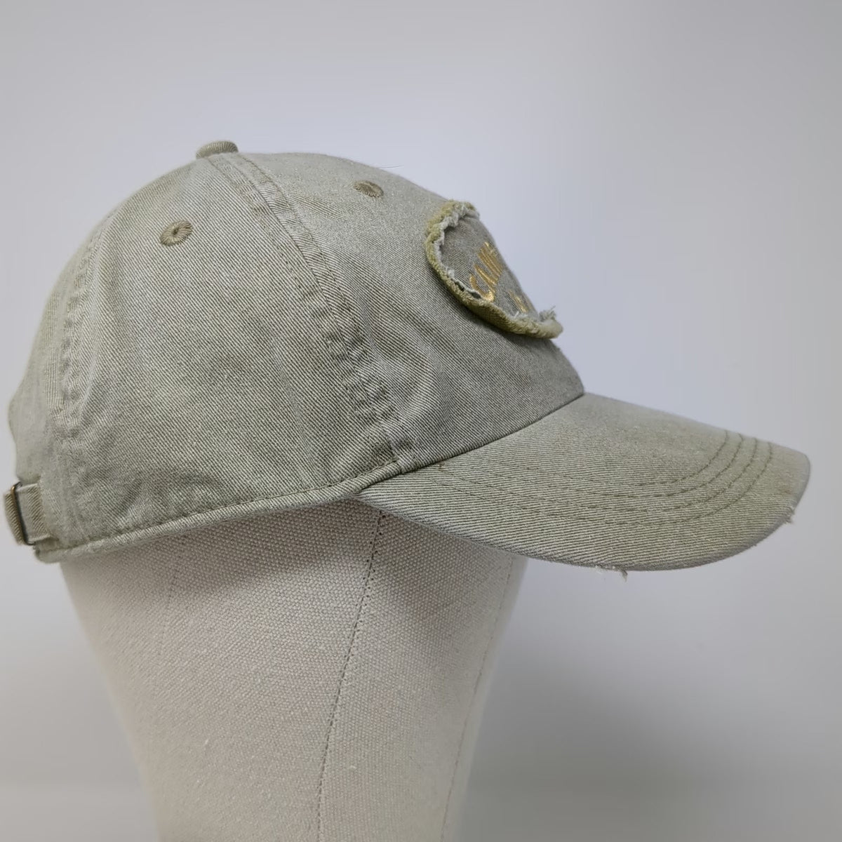 Authentic Pigment Baseball Cap Green One Size Distressed Patch Frayed Brim Hat