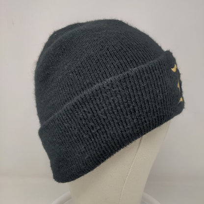 Unbranded Men's Knit Beanie Hat Black Embroidered Gold D Logo