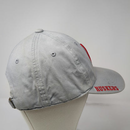 Nebraska Cornhuskers NCAA Russell Gray One Size Hat N Logo Brim Text Slideback