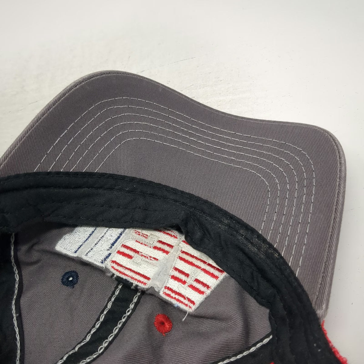 Outdoor Cap Trucker Hat Gray Red Blue One Size USA Split Mesh Back Snapback