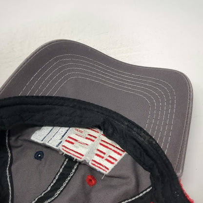 Outdoor Cap Trucker Hat Gray Red Blue One Size USA Split Mesh Back Snapback
