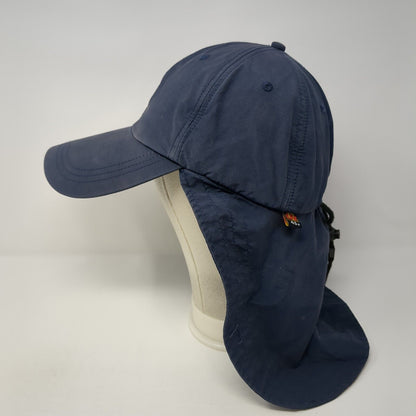 Adams Sunblock Trapper Hat Blue OS Neck Ear Flaps Adjustable Drawstring Blank