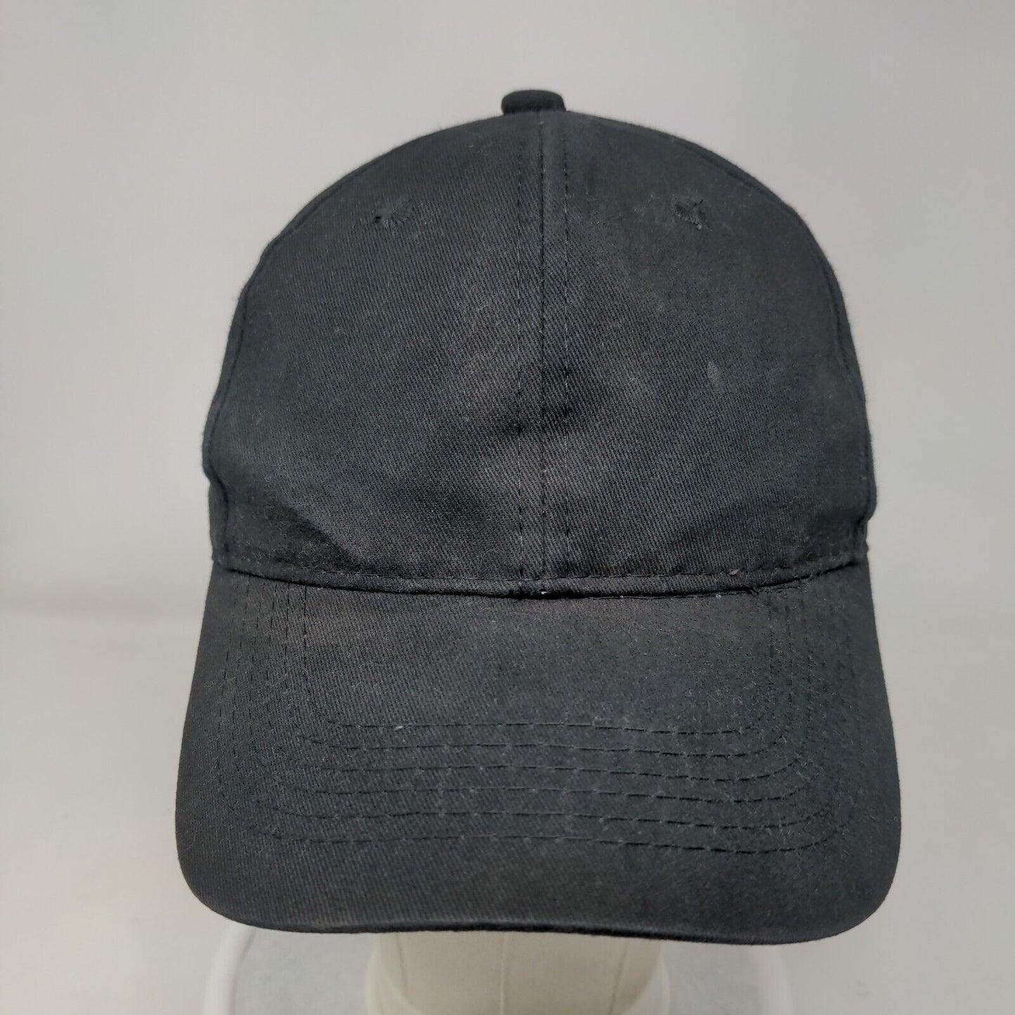 George Strapback Hat Black One Size Adjustable Vented Holes 6 Panel Blank