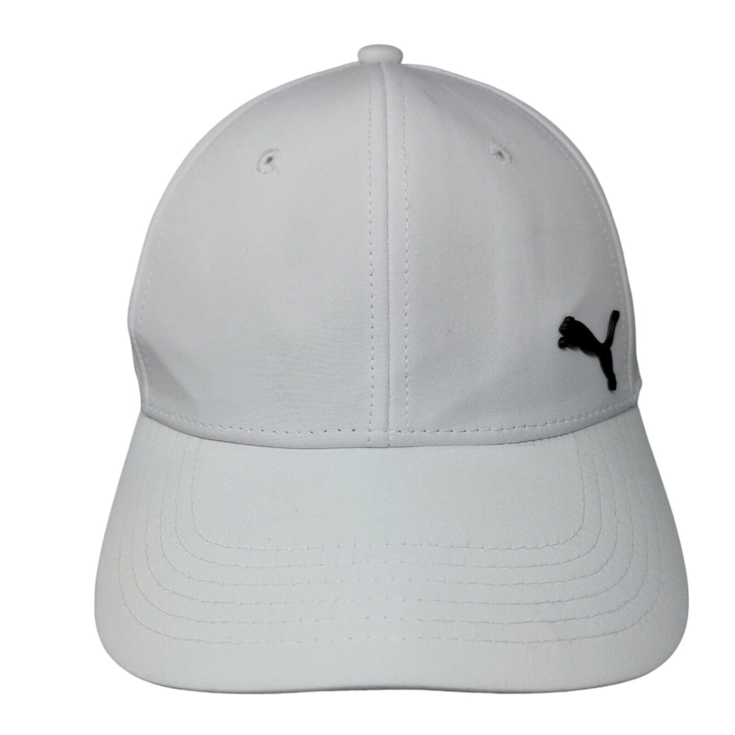 PUMA Stretch Fitted Hat White One Size Solid 6 Panel Vent Holes