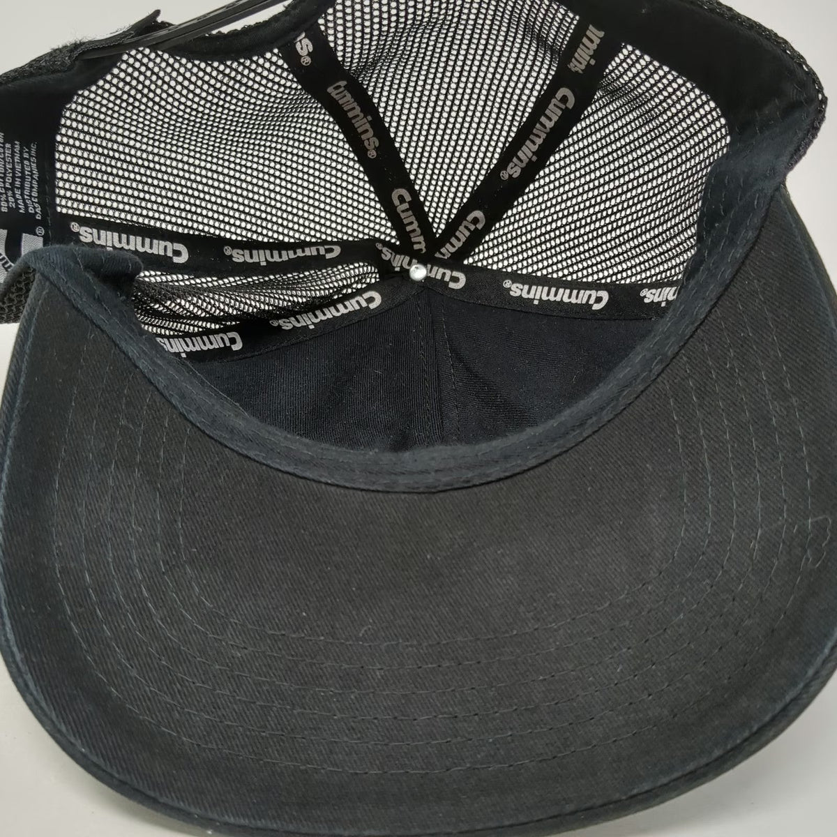 Cummins Trucker Hat Black One Size Turbo Diesel Chrome Logo Snapback Mesh Back