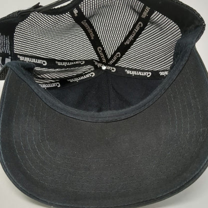 Cummins Trucker Hat Black One Size Turbo Diesel Chrome Logo Snapback Mesh Back