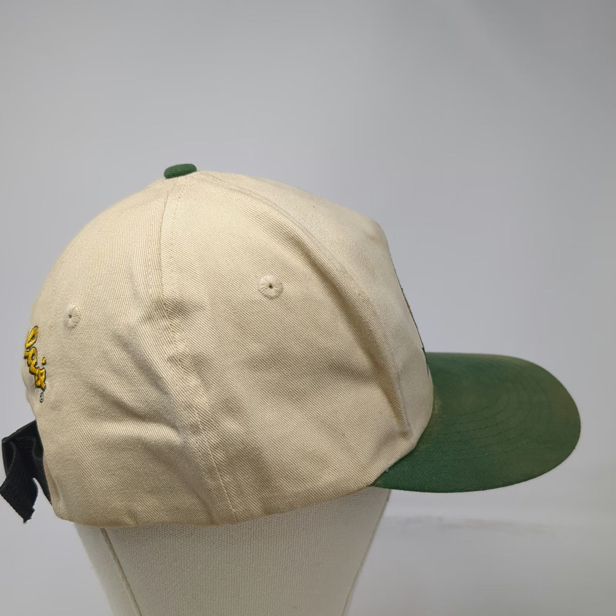 Cabela's 5 Panel Hat Beige Green Outdoor Gear Patch Strapback Cotton Vintage