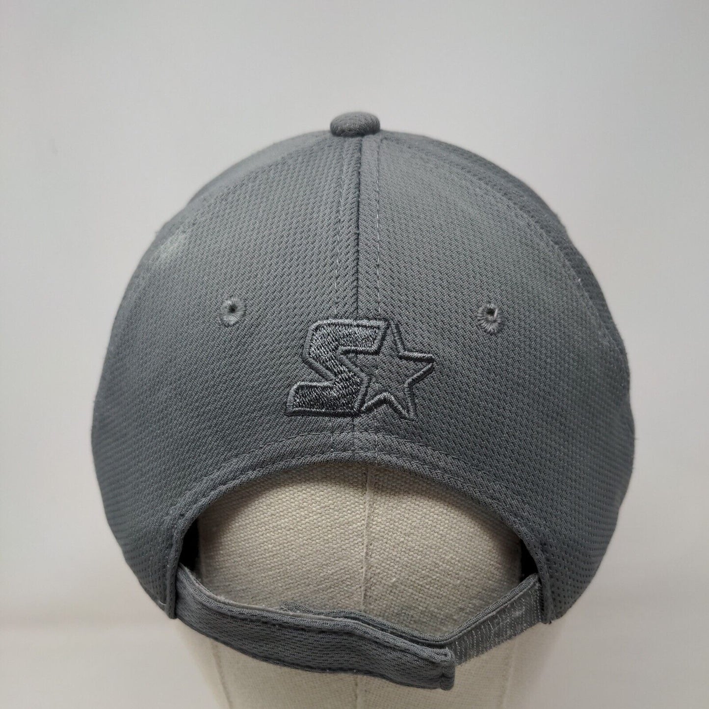 Starter Strapback Hat Gray One Size Adjustable Embroidered Vented Holes 6 Panel