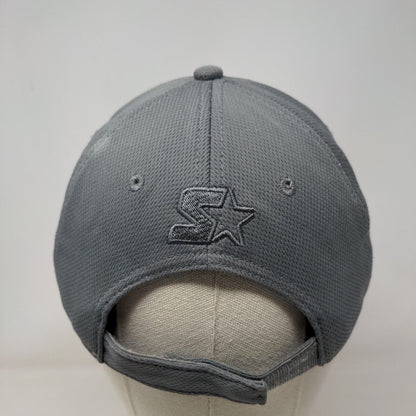 Starter Strapback Hat Gray One Size Adjustable Embroidered Vented Holes 6 Panel