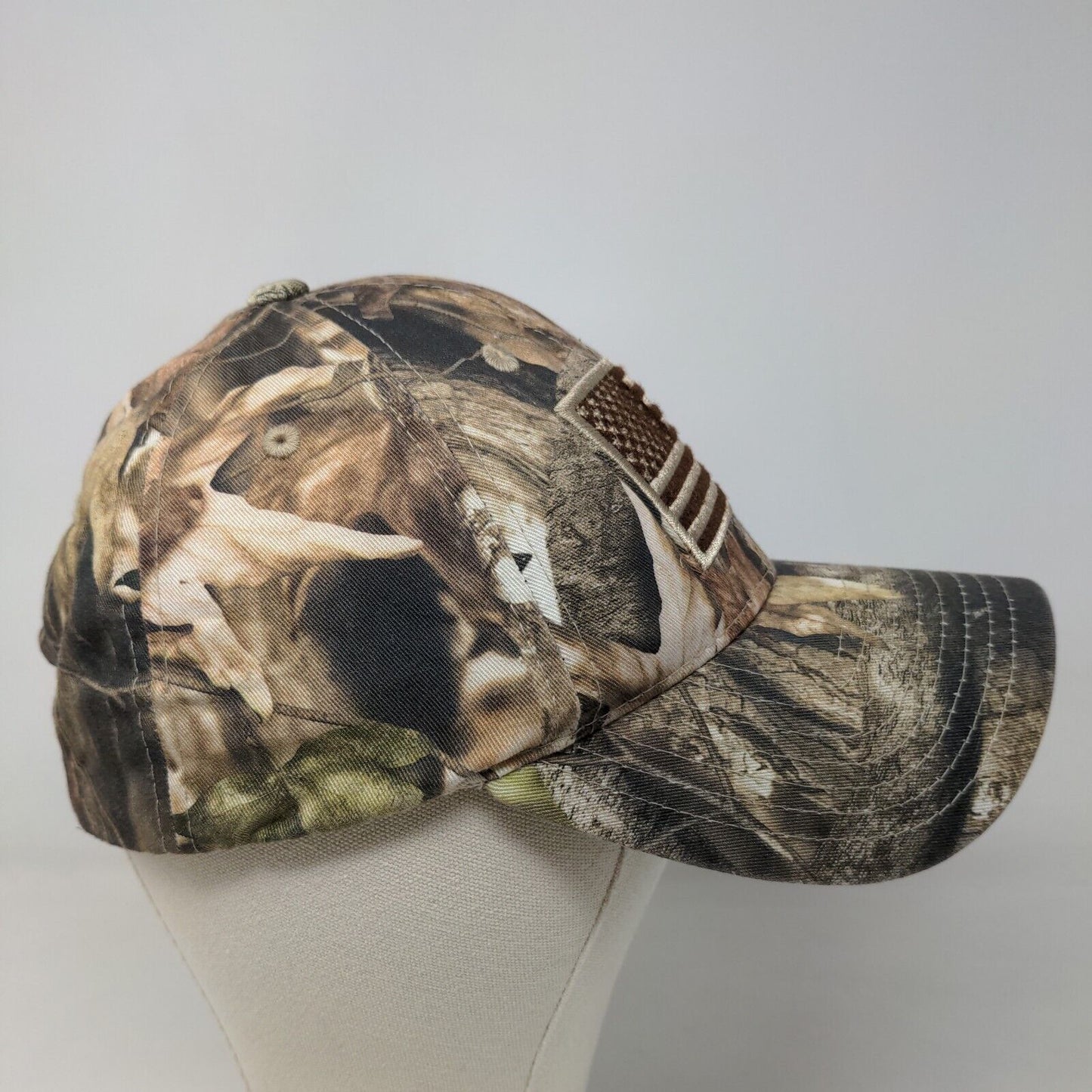 Rapdom Tactical Men's Strapback Hat Brown Camo Size OSFM Embroidered Flag Logo