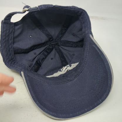 AOPA Baseball Cap Blue One Size Embroidered Logo Fly Brim Slideback Cotton hat