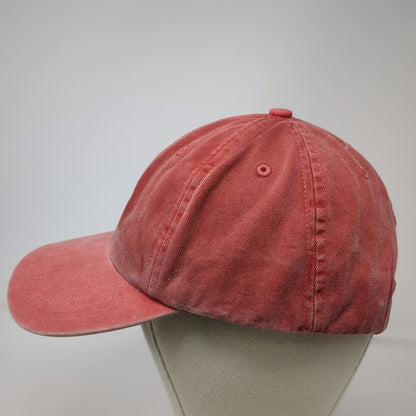 J.Crew Red Baseball Cap Made in USA Leather Strapback Washed Cotton Hat Vintage